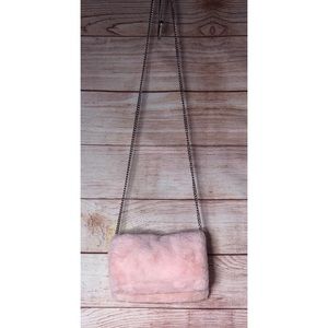 Fuzzy pink crossbody purse